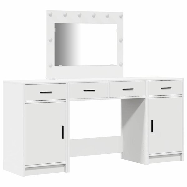 vidaXL Table de Toilette avec tiroir 3 Pièces Blanc Bois d'ingénierie