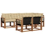 vidaXL Ensemble de canapés d'extérieur 7 pc Naturel et Beige