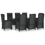 vidaXL Ensemble à manger jardin 9Pièces et coussins noir résine tressée