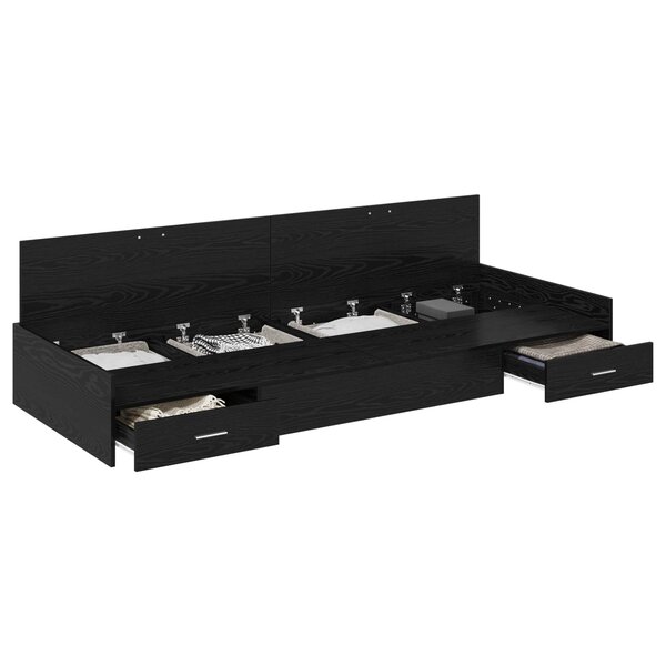 vidaXL Cadre de lit Chêne noir 90 x 200 cm Bois d'ingénierie