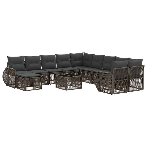 vidaXL Ensemble de canapé de jardin 12 Pièces Gris polyrotin