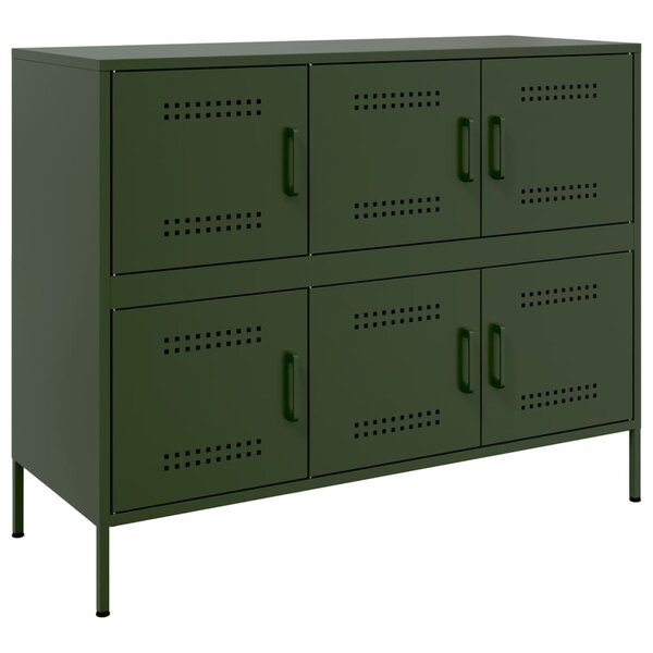 vidaXL Buffet vert olive 100 5x39x79 cm acier