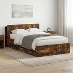 vidaXL Cadre de lit avec rangement Chêne fumé 120 x 190 cm