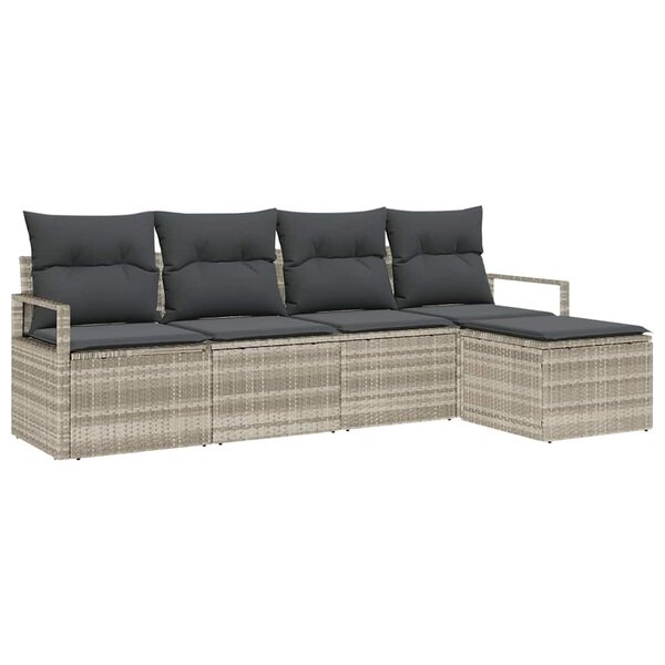 vidaXL Ensemble de canapé de jardin avec coussin 5 Pièces Gris clair