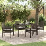 vidaXL Ensemble de salle à manger de jardin 5 pièces avec coussins marron en poly rattan