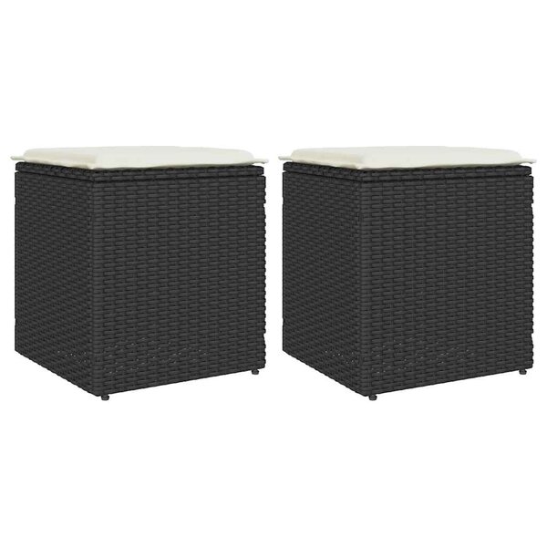 vidaXL Tabourets jardin coussins 2 Pièces noir 40x40x43 cm résine tressée