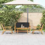 vidaXL Chaises de jardin avec table 4 Pièces Noir 90 x 45 x 40 cm
