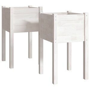 vidaXL Jardinières d'extérieur 2 Pièces Blanc 40x40x70 cm Bois de pin
