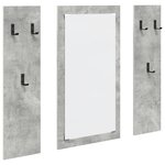 vidaXL Porte-manteau mural avec stockage avec miroir Gris béton 96 x 1 5 x 90 cm