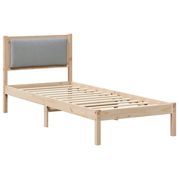 vidaXL Cadre de lit avec tête de lit Gris clair 80 x 190 cm Pin massif
