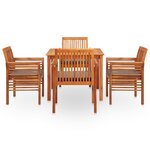 vidaXL Mobilier à dîner d'extérieur 5 Pièces et coussins Acacia solide