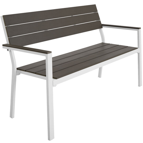 Tectake Banc de jardin Line - gris clair/blanc