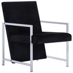 vidaXL Fauteuil avec pieds chromés Noir Velours