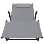 vidaXL Chaises longues à bascule 2 Pièces Gris Acier et textilène