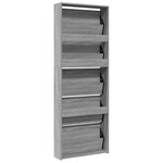vidaXL Armoire à chaussures miroir 5 niveaux sonoma gris 63x17x169 5cm