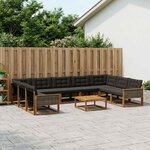 vidaXL Ensemble de canapés d'extérieur 10 Pièces Naturel et noir