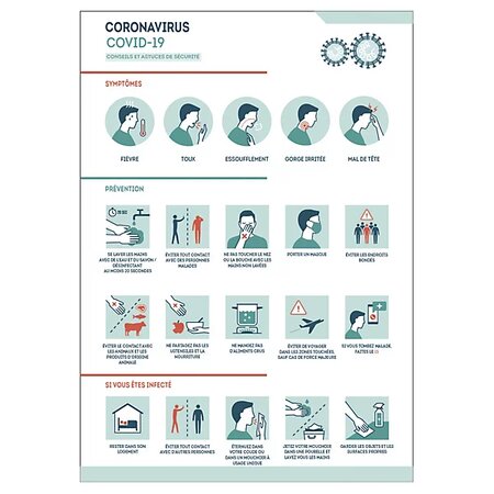 Panneau conseils de sécurité Coronavirus Covid-19 polystyrène