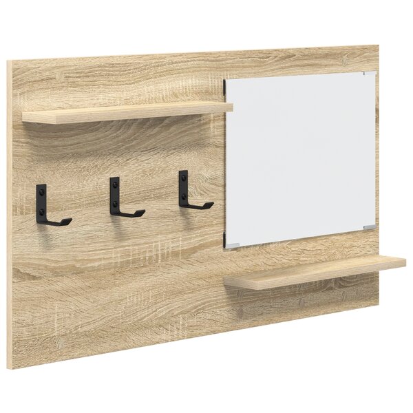 vidaXL Porte-manteau mural avec étagère avec stockage avec miroir Chêne Sonoma 90 x 10 x 50 cm