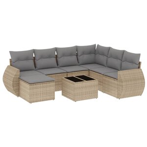 vidaXL Salon de jardin avec coussins 8 Pièces beige résine tressée