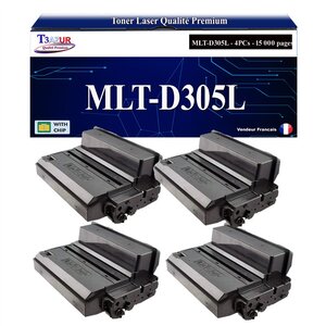 T3AZUR - 4x Toners compatibles avec Samsung MLT-D305L MLTD305L pour Samsung ML3750ND ML-3750ND