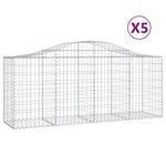 vidaXL Paniers à gabions arqués 5 Pièces 200x50x80/100 cm Fer galvanisé
