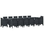 Ensemble de salle à manger de jardin vidaXL 15 pièces avec coussins Anthracite Poly Rattan