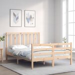 vidaXL Cadre de lit avec tête de lit 120x200 cm bois massif