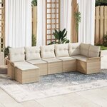 vidaXL Ensemble de canapé de jardin 7 Pièces Beige Poly rotin
