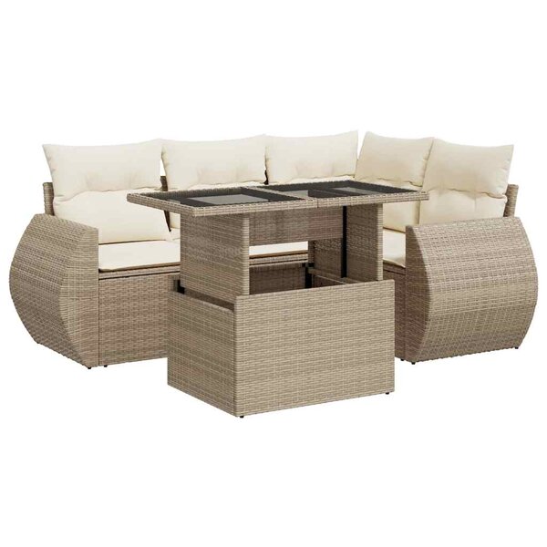 vidaXL Salon de jardin avec coussins 5 Pièces beige résine tressée