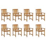 vidaXL Chaises de jardin avec coussins lot de 8 Bois d'acacia solide