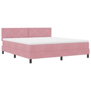 vidaXL Lit à ressort avec matelas et LED Rose 180x200 cm Velours