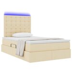 vidaXL Lit de rangement LED avec matelas Crème 120 x 190 cm Tissu