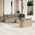 vidaXL Salon de jardin et coussins 10 Pièces mélange beige résine tressée