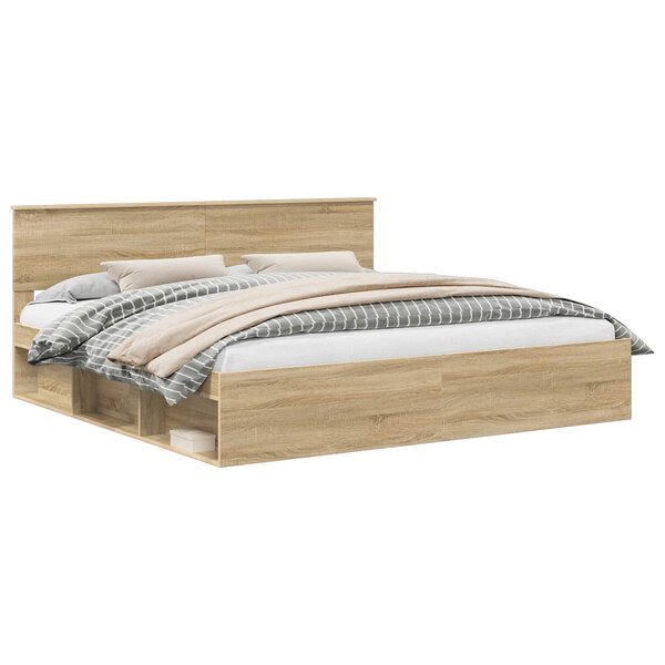 vidaXL Cadre de lit avec tête de lit Sonoma 200 x 200 cm Pin massif