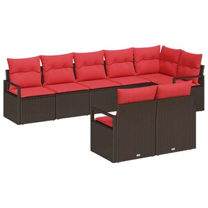 vidaXL Ensemble de Canapés 8 Pièces Marron polyrotin