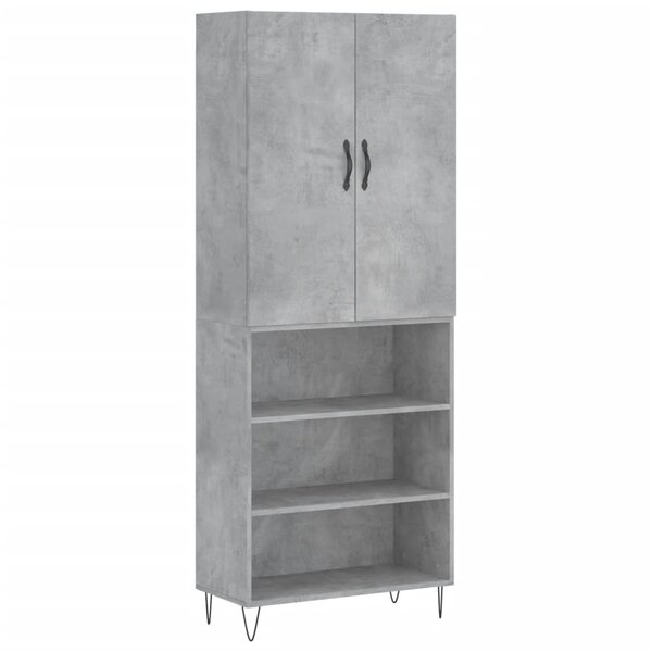 vidaXL Buffet haut Gris béton 69 5x34x180 cm Bois d'ingénierie