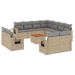 vidaXL Salon de jardin et coussins 12 Pièces mélange beige résine tressée