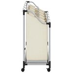 vidaXL Trieuse à linge avec 4 sacs Crème Acier