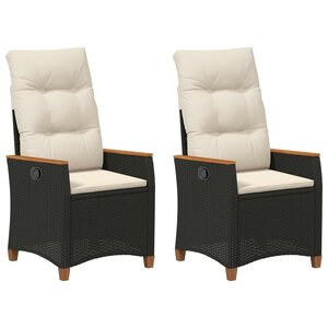 vidaXL Chaise de jardin inclinable Noir et Crème 64 x 57 5 x 112 cm