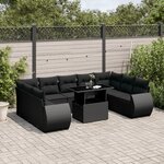 vidaXL Salon de jardin 10 Pièces avec coussins noir résine tressée