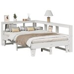 vidaXL Lit bibliothèque sans matelas blanc 140x190 cm bois pin massif