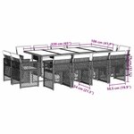 vidaXL Ensemble à manger de jardin avec coussins 13 Pièces marron rotin