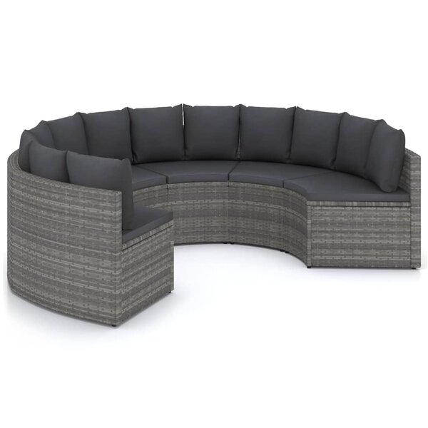 vidaXL Salon de jardin 6 Pièces avec coussins Résine tressée Gris