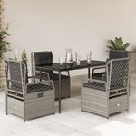 vidaXL Ensemble à manger de jardin et coussins 5 Pièces gris clair rotin