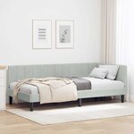 vidaXL Cadre de lit d'angle Gris clair 100 x 200 cm Velours