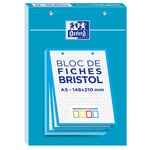 Bloc de 30 Fiches Bristol Perforées 2.0 A5 Q5/5 Bordures couleurs aléatoires OXFORD