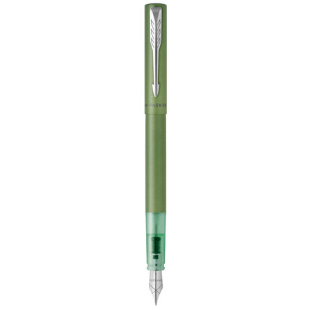 PARKER VECTOR XL Stylo plume  laque verte métallisée sur laiton  plume moyenne  encre bleue  Coffret cadeau