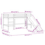 vidaXL Lit mezzanine enfants et rideaux blanc/noir 90x190cm pin massif