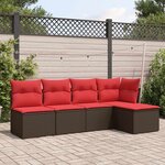 vidaXL Salon de jardin avec coussins 5 Pièces marron résine tressée