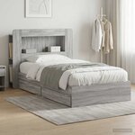 vidaXL Cadre de lit avec rangement avec tiroir Sonoma gris 90 x 200 cm